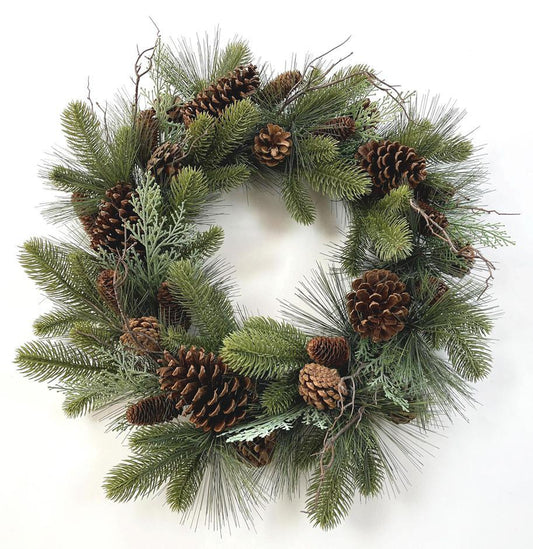 60cm Artificial Christmas Pine Cone Wreath – image 2