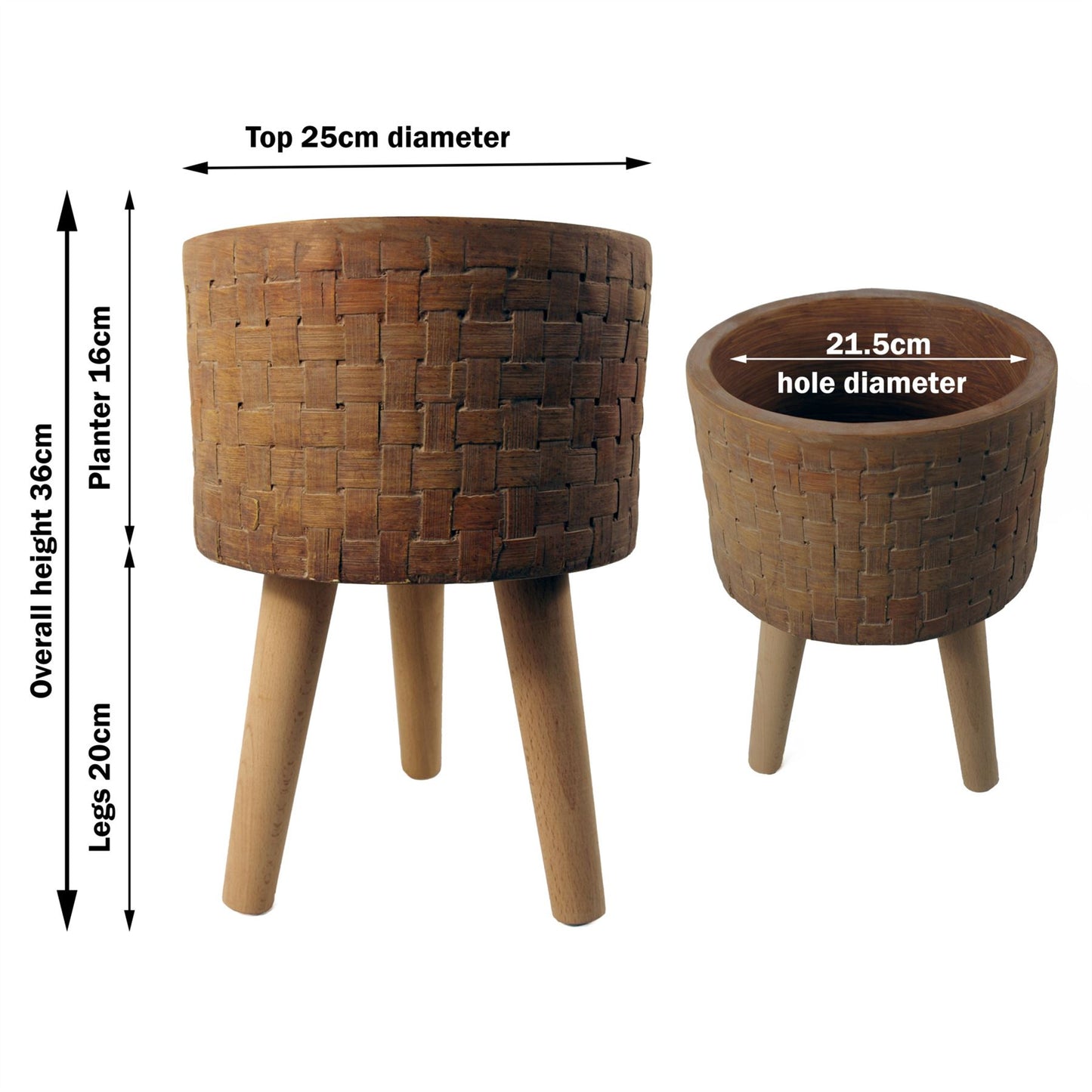 36cm x 25cm Woven Effect Composite Large Planter – image 3