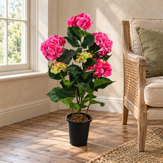 90cm Artificial Hydrangea Plant Pink with 200 Flowers