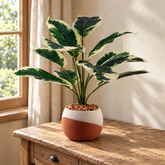 40cm Artificial Pothos Variegated Plant with Planter