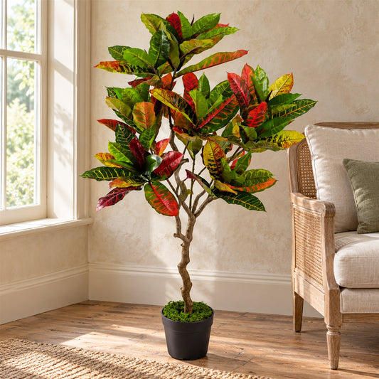 130cm Artificial Codiaeum Multicoloured House Plant