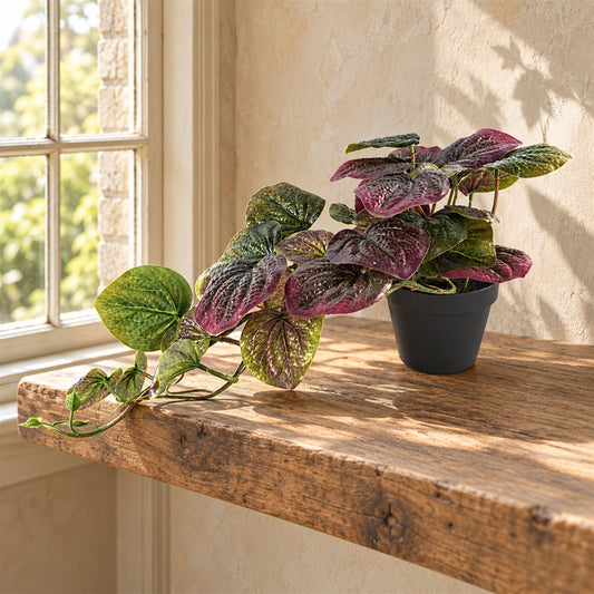35cm Artificial Trailing Purple Potted Pothos Plant