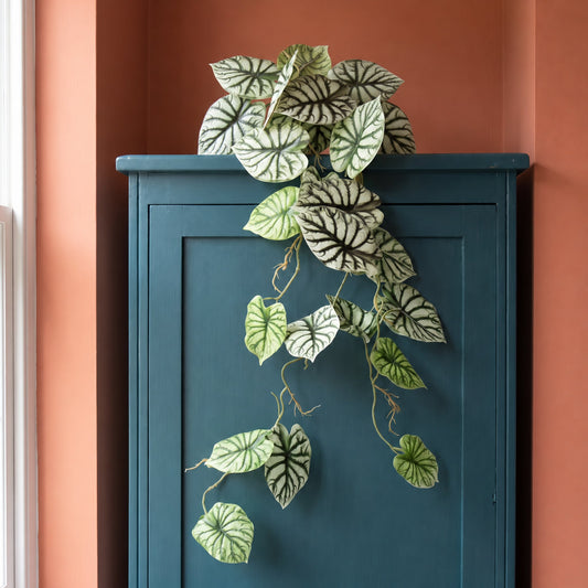 120cm Artificial Hanging Trailing Plant Alocasia Dragon Scale Light