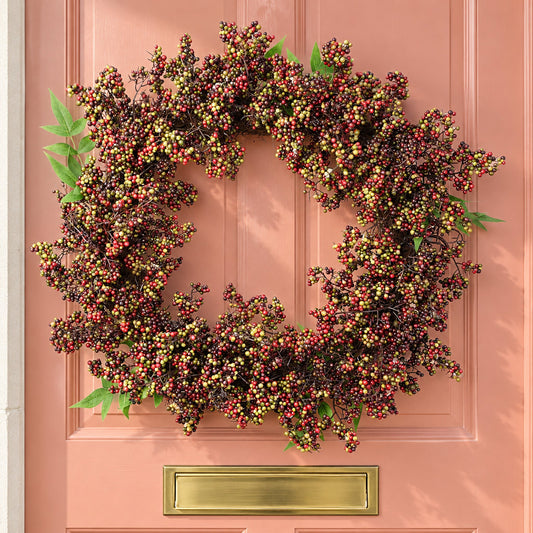 55cm Artificial Hanging Black Berry Wreath