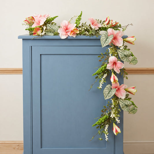 180cm Artificial Hanging Trailing Pink Lily Plant Garland