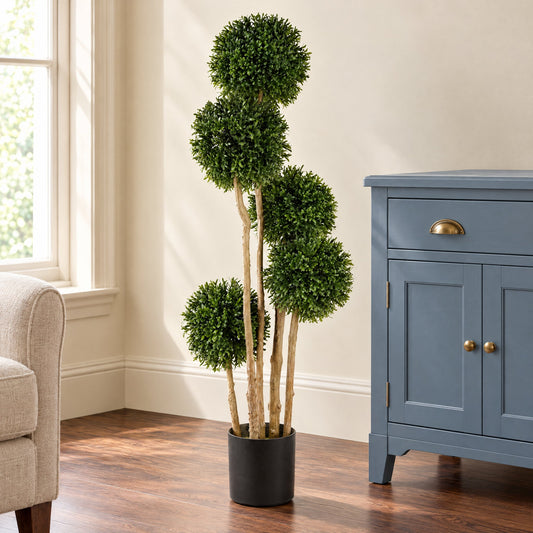 120cm Artificial UV Resistant Balls Topiary - Natural Trunk