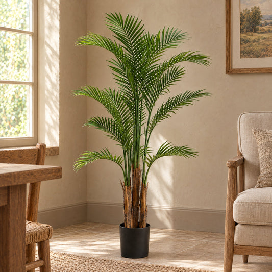 125cm Artificial UV Resistant Raphis Palm Tree Natural Trunk