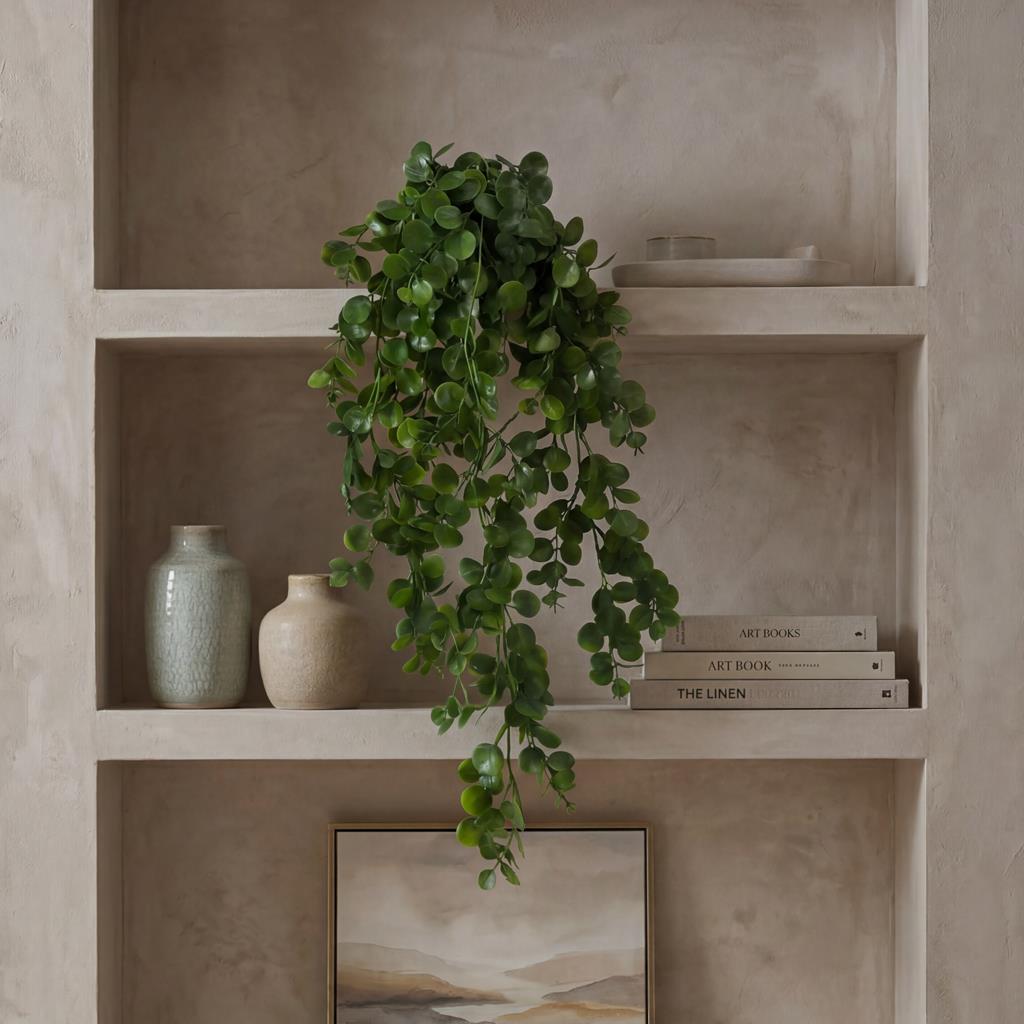 75cm Artificial Trailing Round Leaf Foliage Plant Deep Forest Green – image 3
