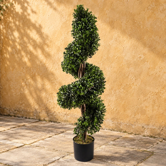 120cm Spiral Buxus Artificial Tree UV Resistant Outdoor Topiary