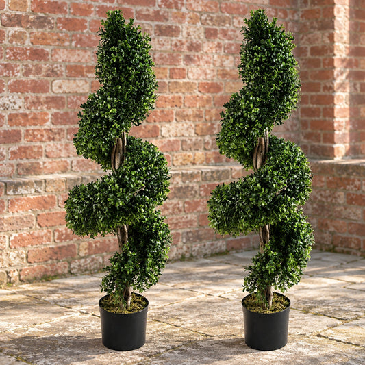 120cm Pair of Spiral Artificial Tree UV Resistant Outdoor Topiary