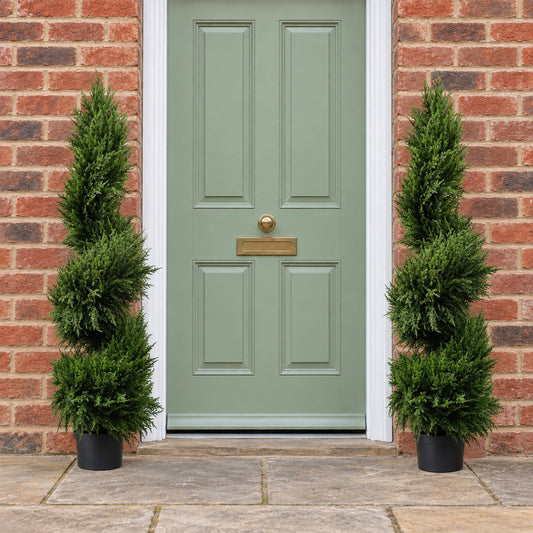 120cm Pair of Spiral Cypress Artificial Tree UV Resistant Outdoor