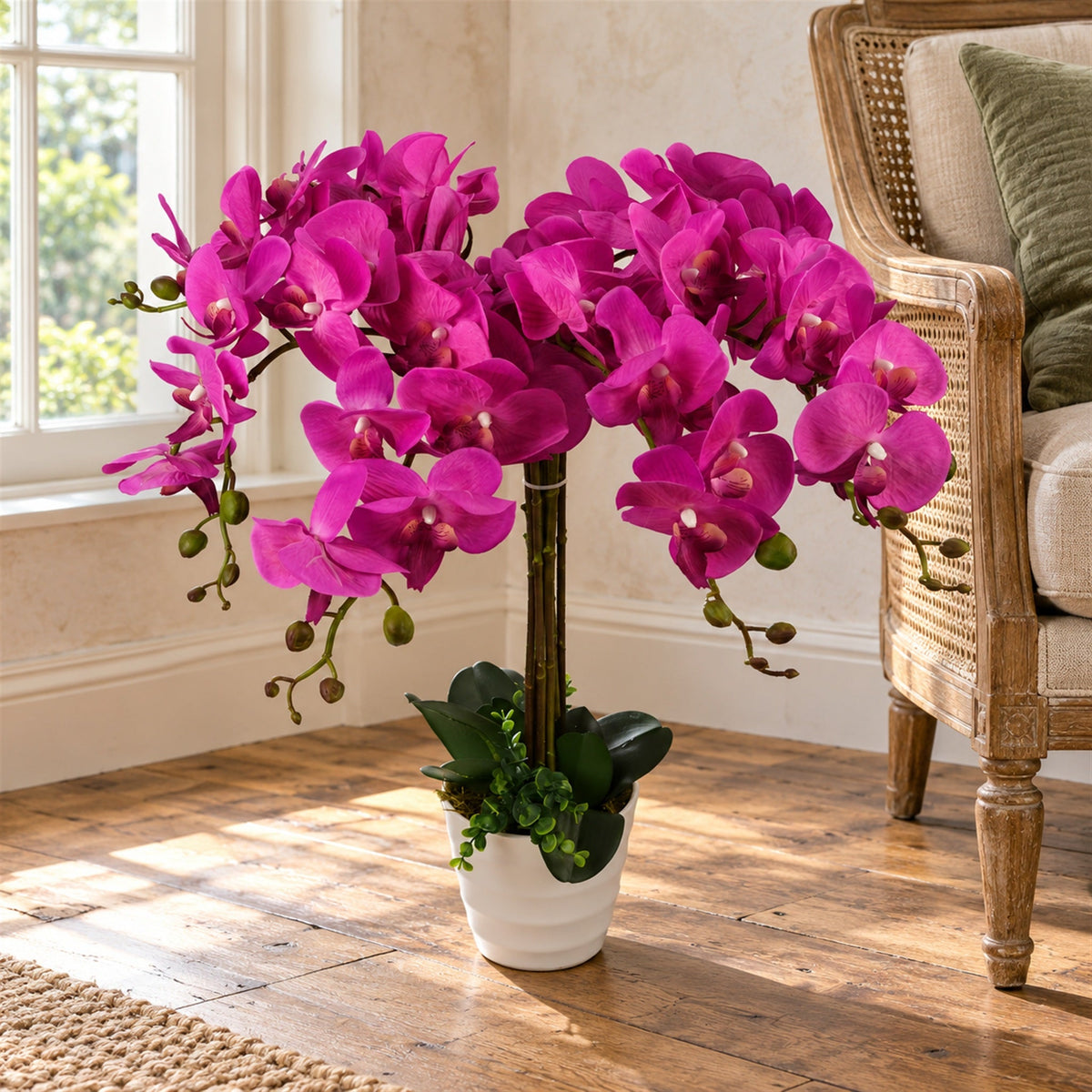 85cm Artificial Deluxe Bush Orchid Dark Pink