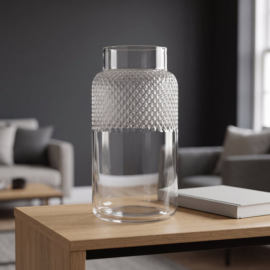 29cm Clear Glass Diamond Vase