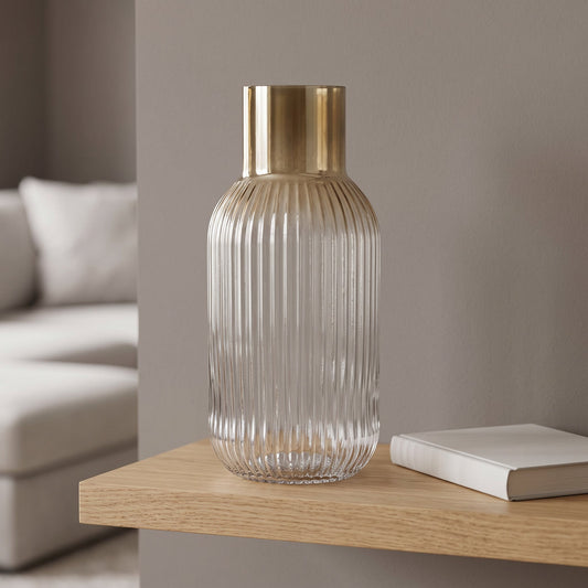 34cm Ridged Ombre Glass Vase