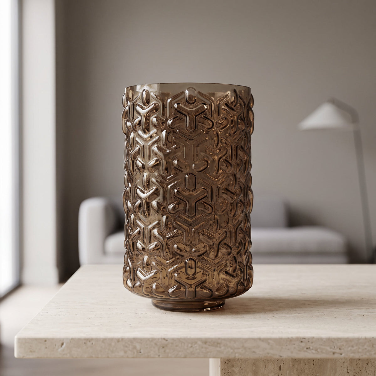 29cm Embossed Chestnut Glass Vase