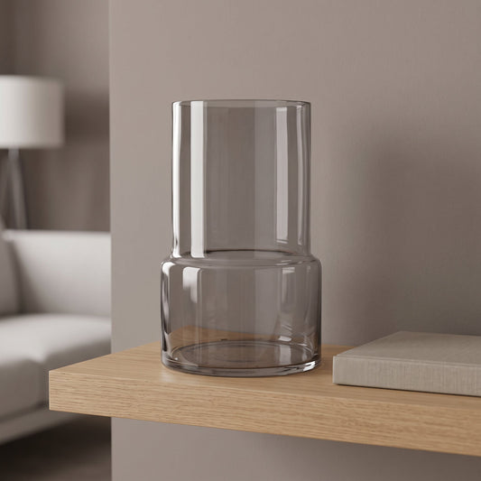 26cm Grey Smoke Glass Vase