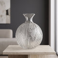 26cm Clear Fern Print Glass Bottle Vase