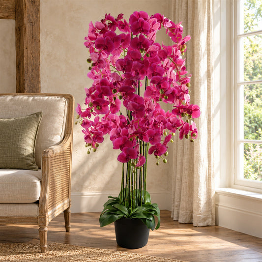 150cm Giant Pink Orchid Plant Artificial 189 flowers REAL TOUCH
