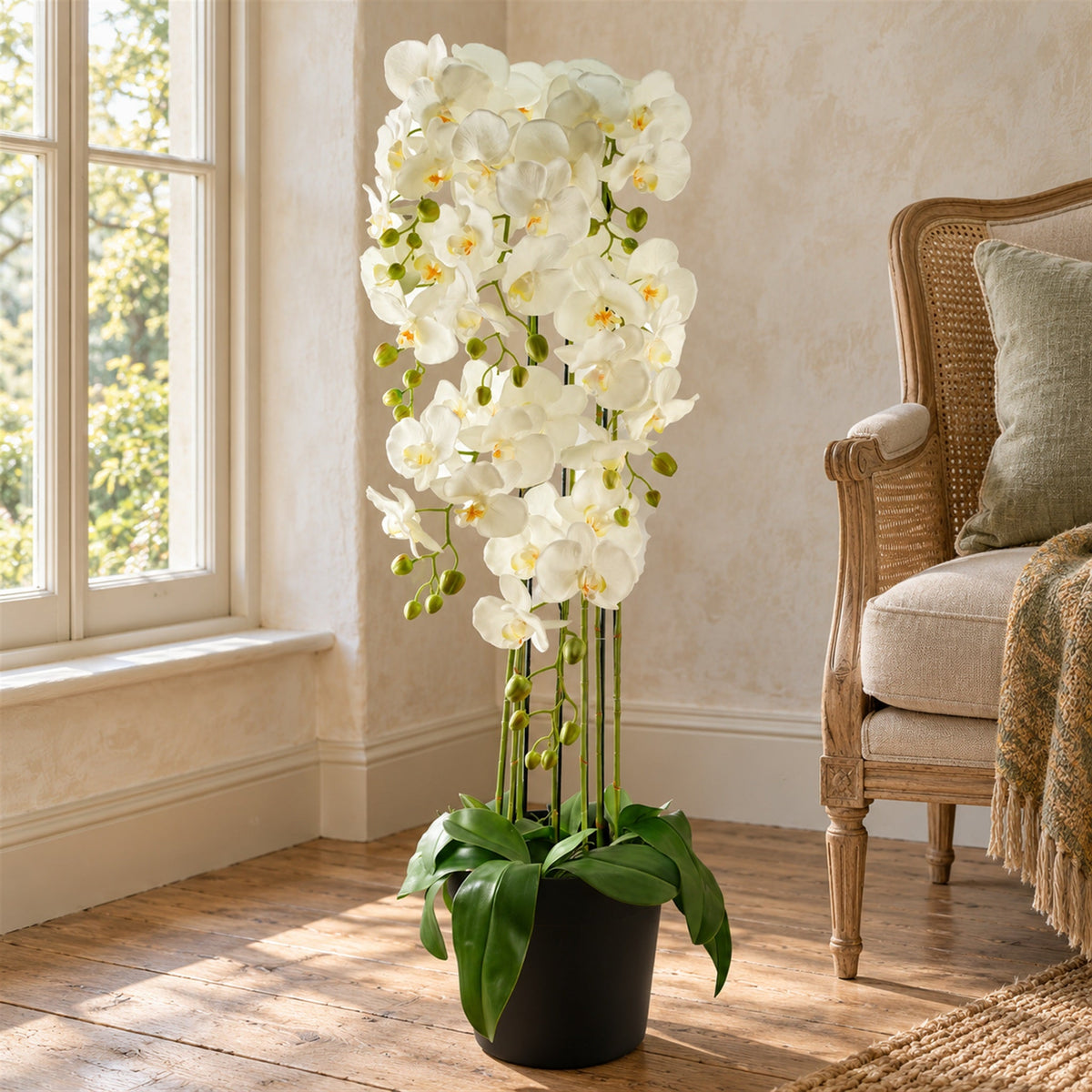 110cm Artificial White Orchid Plant Artifcial 41 REAL TOUCH flowers