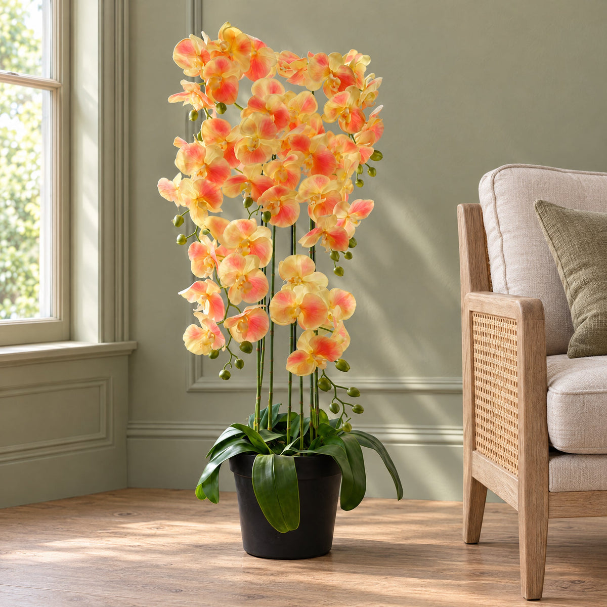 110cm Artificial Yellow Orchid Plant Artifcial REAL TOUCH flowers