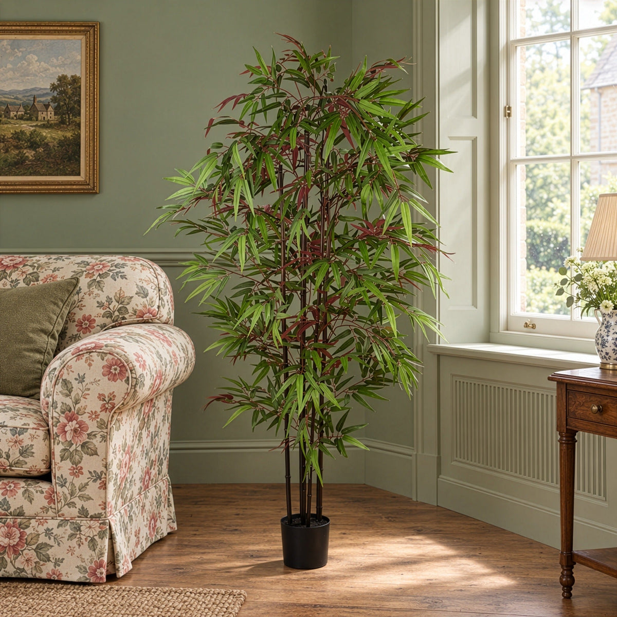 180cm Artificial Bamboo 1140 Red Green Silk Leaves