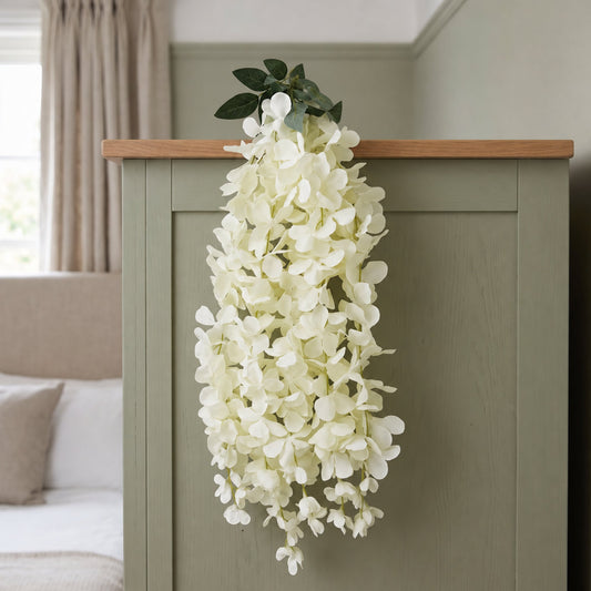 80cm Artificial Hanging Wisteria Flowers in White