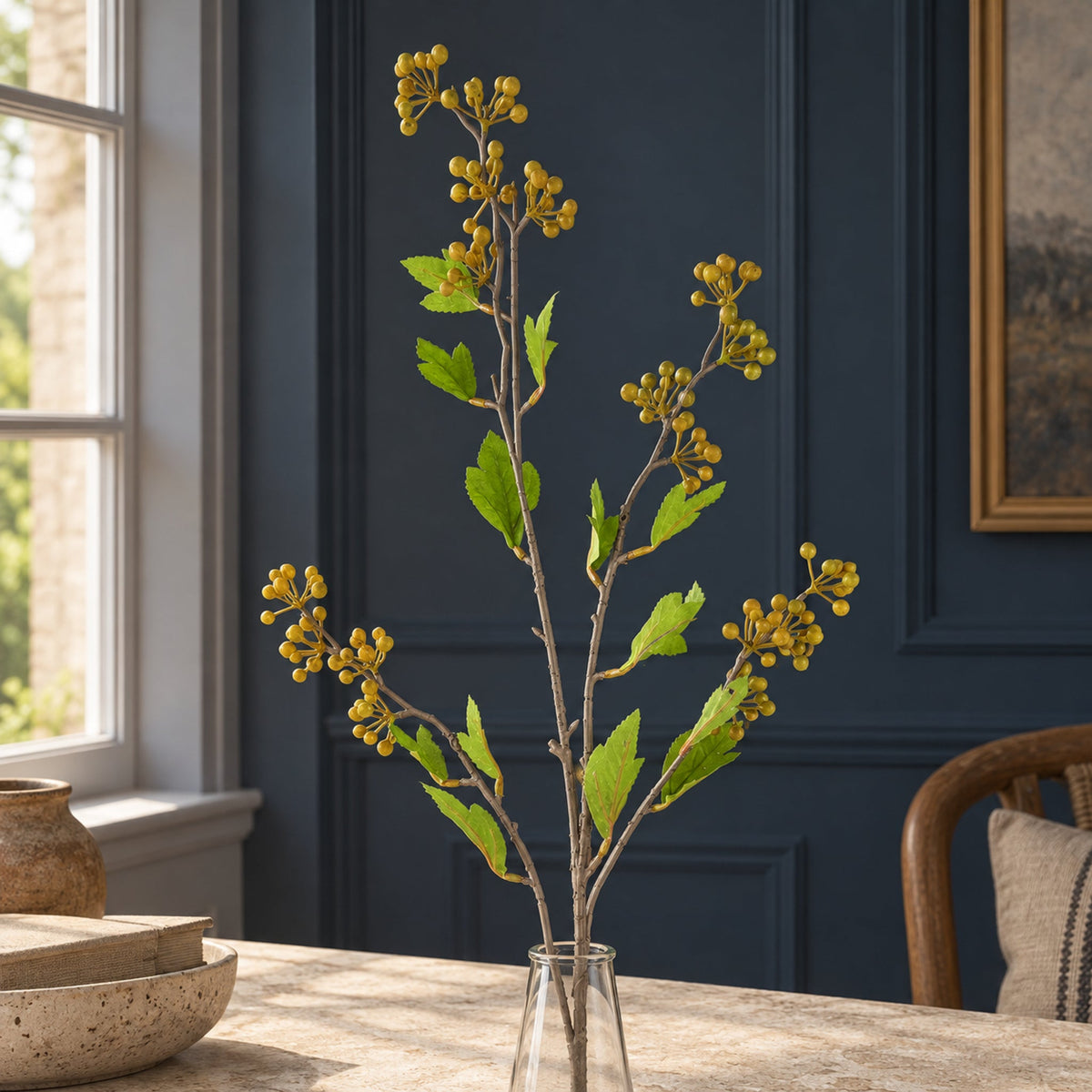 90cm Artificial Yellow Berry Stem