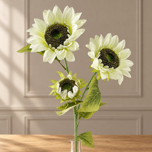 88cm White Artificial Sunflower 3 heads