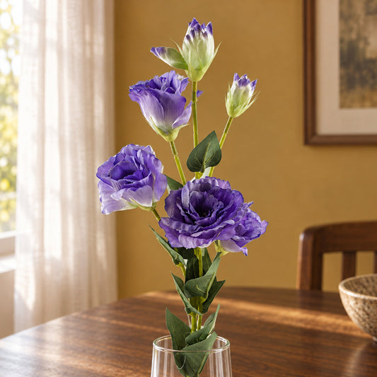 80cm Artificial Purple Wild Rose Stem 6 Flowers