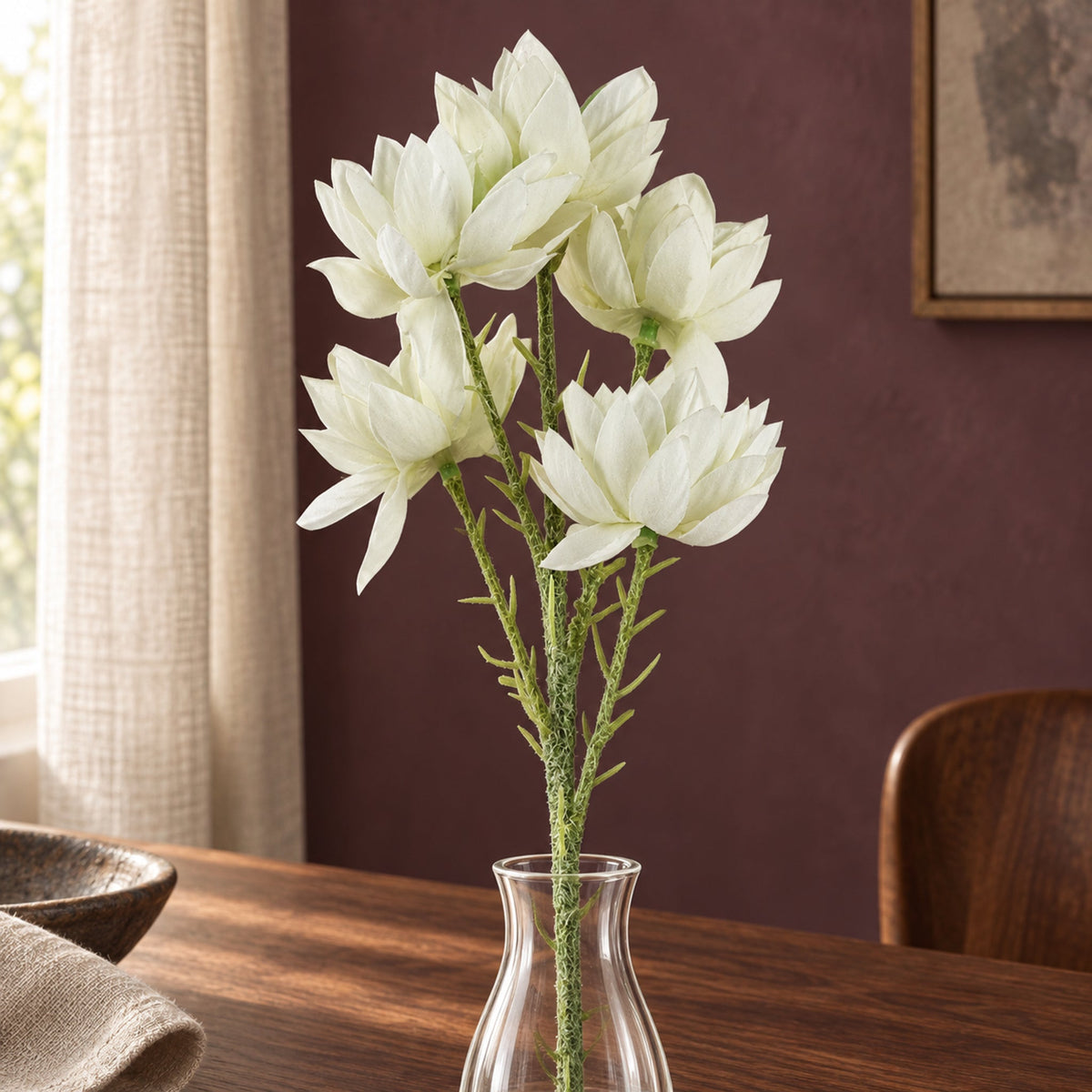60cm Artificial White Starflower Stem 5 Flowers