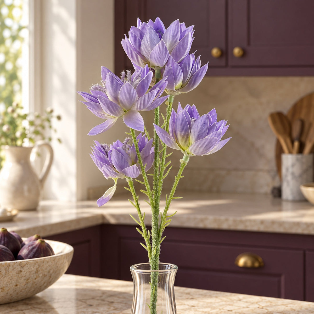 60cm Artificial Purple Starflower Stem 5 Flowers