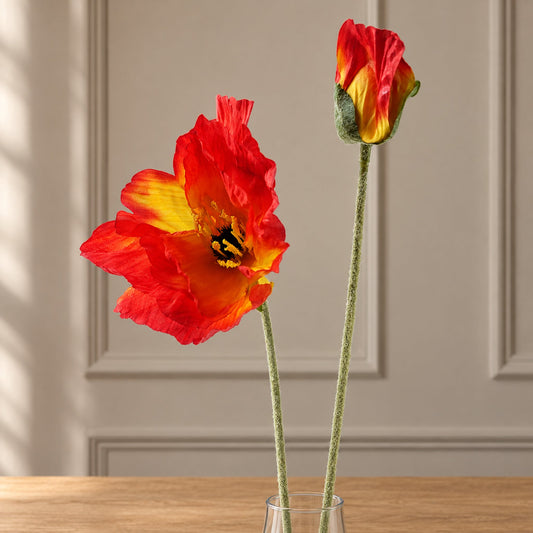 100cm Artificial Poppy Stem 2 Flowers