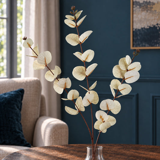 80cm Artificial White Eucalyptus Foliage Stem