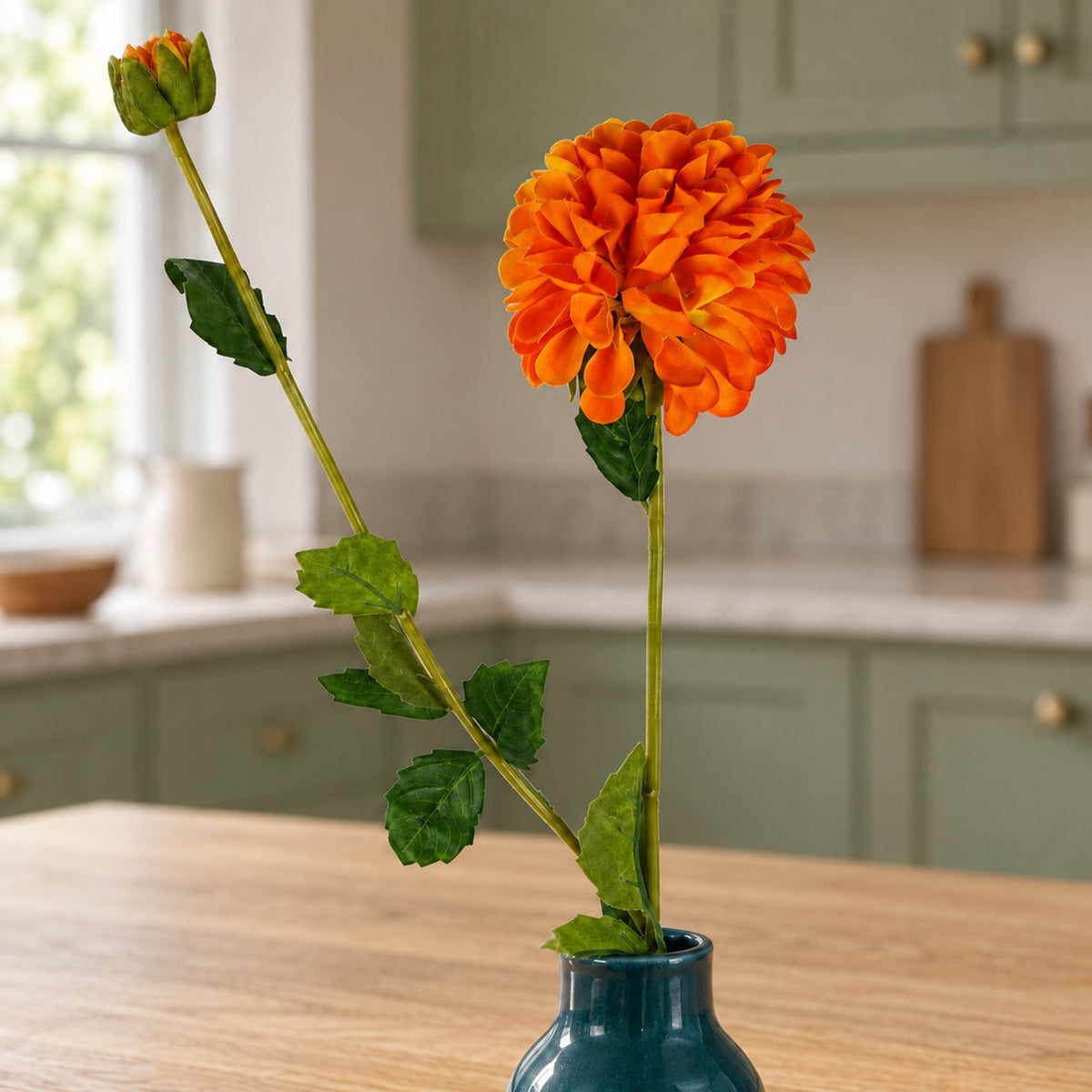 75cm Artificial Dahlia PomPom Flowers Orange