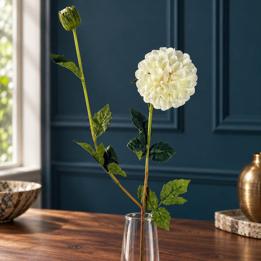 75cm Artificial Dahlia PomPom Flowers Cream