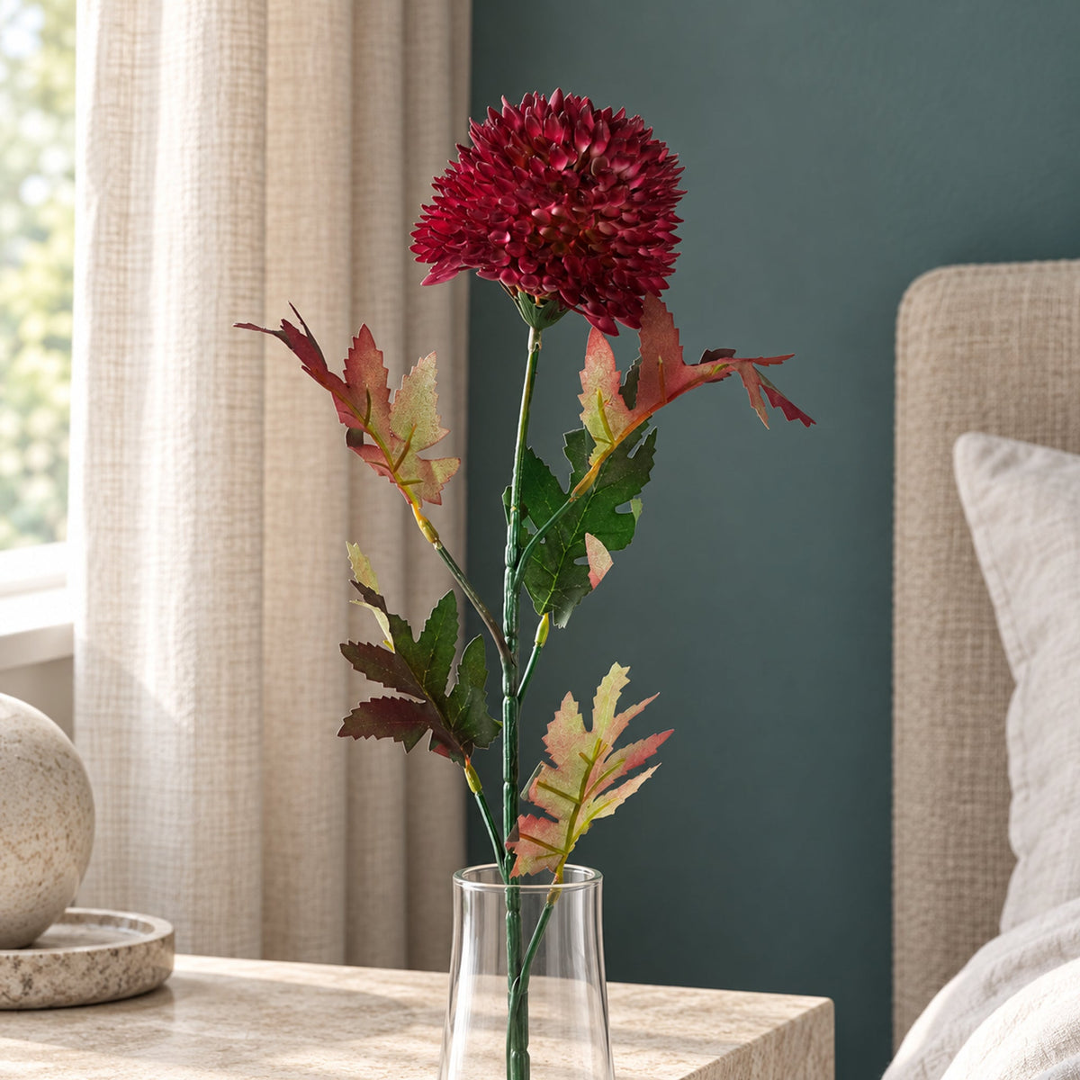 70cm Large Ball Dahlia Artificial Flower Stem Pink
