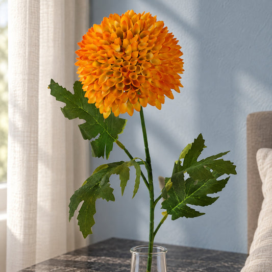 70cm Large Ball Dahlia Artificial Flower Stem Yellow