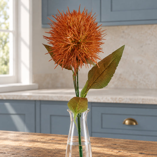70cm Globe Thistle Yellow Ball Artificial Flower Stem
