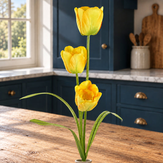 80cm Artificial Tulip Yellow Stem