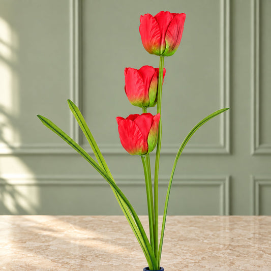 80cm Artificial Tulip Red Stem