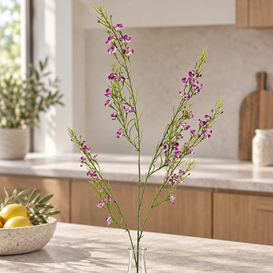 100cm Artificial Foliage with Small Flowers Purple