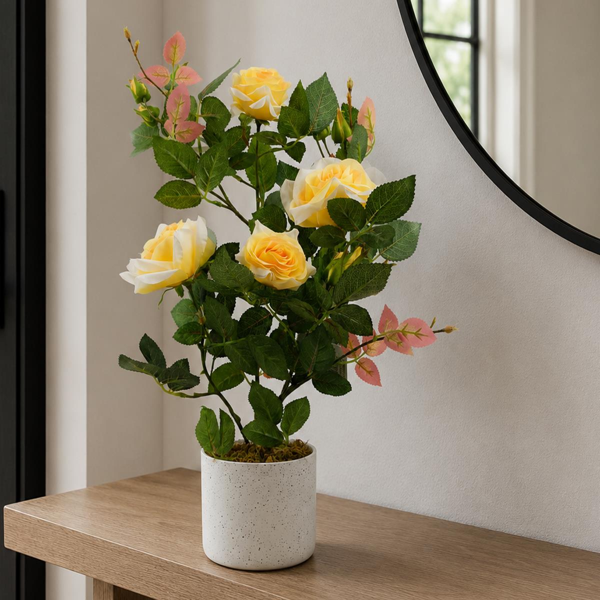 50cm Artificial Yellow Rose Plant – image 2