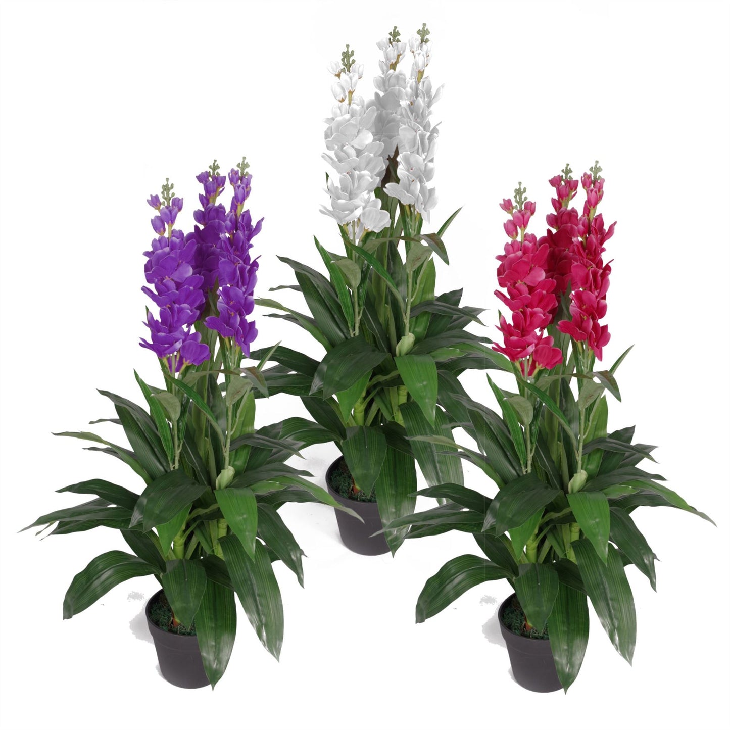Artificial 100cm Cymbidium Orchid Plant Extra Large Purple Flowers – image 6