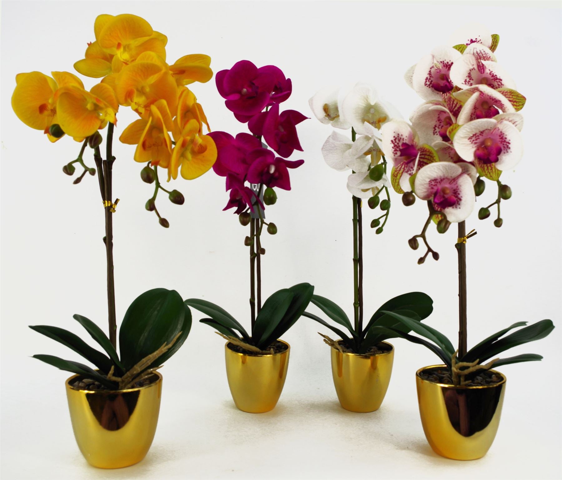 48cm Harlequin Orchid Artificial Pink with Gold Pot – image 4