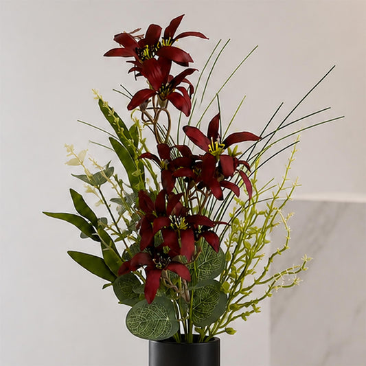 50cm Artificial Burgundy Lily Wildflower Bouquet