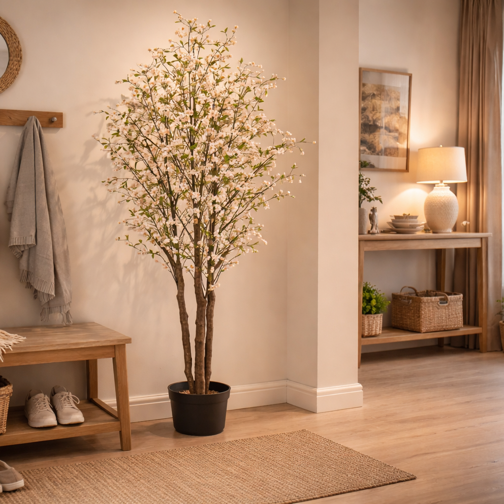 210cm Artificial Fire Retardant Cherry Blossom Tree with 1206 Flowers – image 2