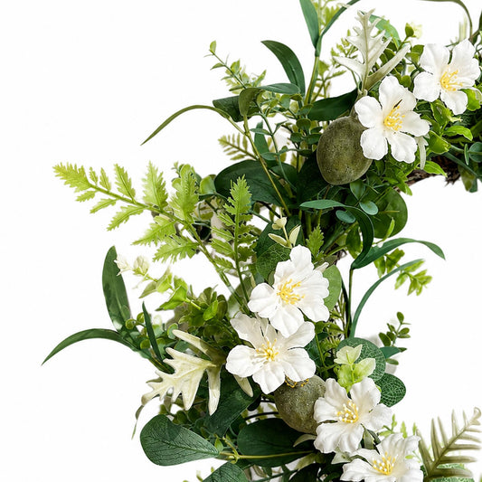 50cm Artificial White Spring Flower Wreath