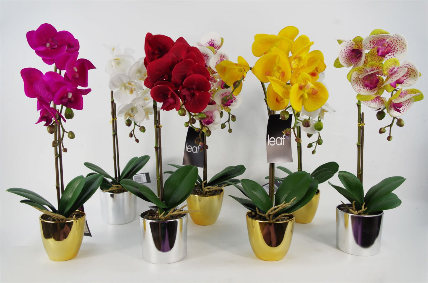 46cm Artificial Orchid Dark Pink Gold – image 6