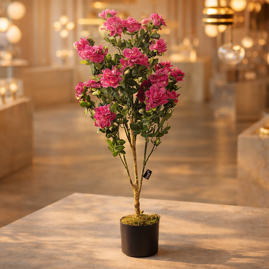 100cm Premium Artificial Azalea Pink Flowers Potted Plant – image 5