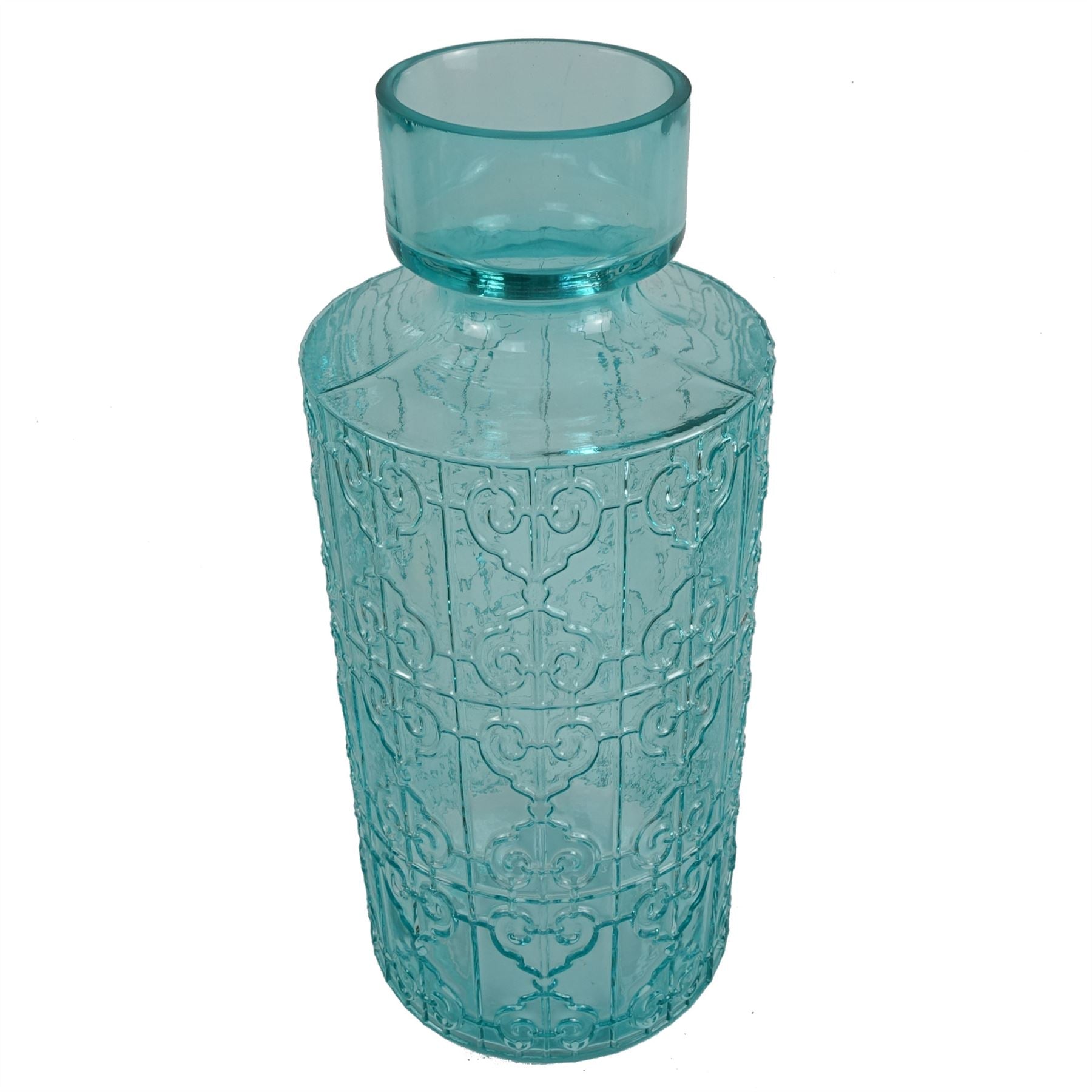 40cm Tall Turquoise Glass Vase – image 3